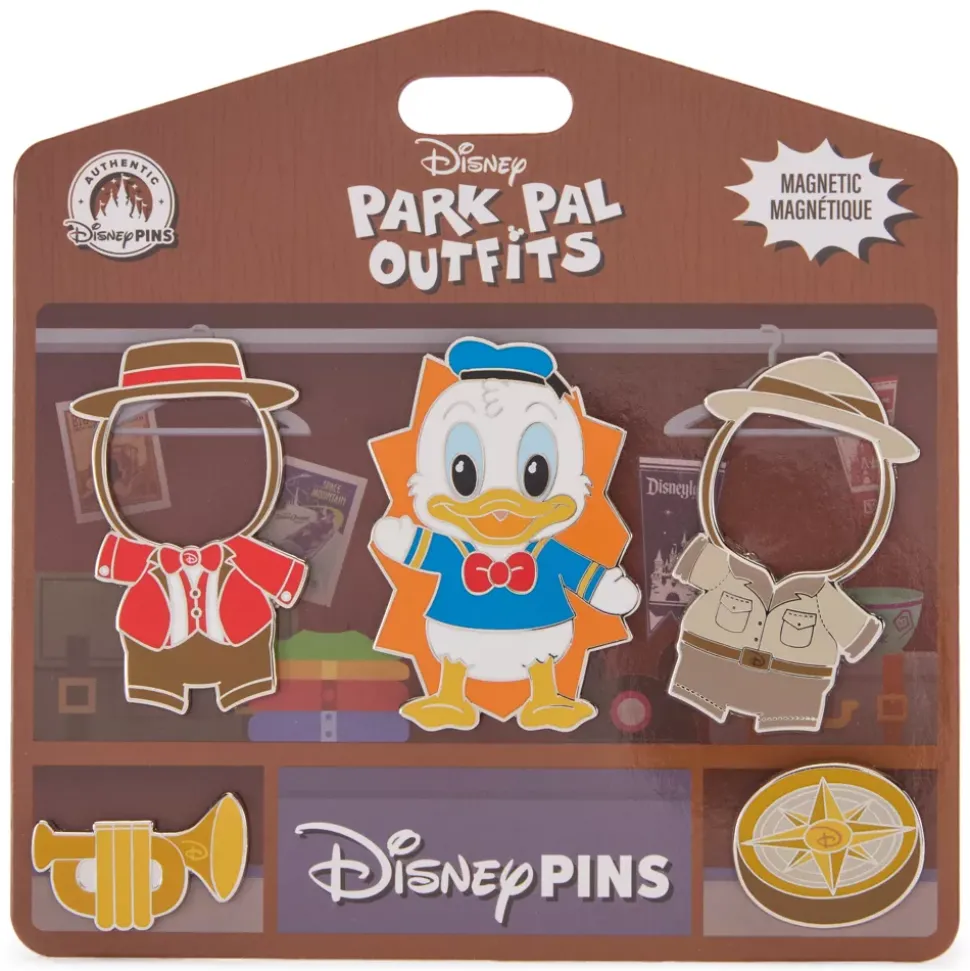 Ensemble de pin's magnétiques Donald Duck explorateur et joueur de clairon Disney Park Pal Outfits
