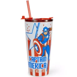 Gobelet Captain America en acier inoxydable avec paille