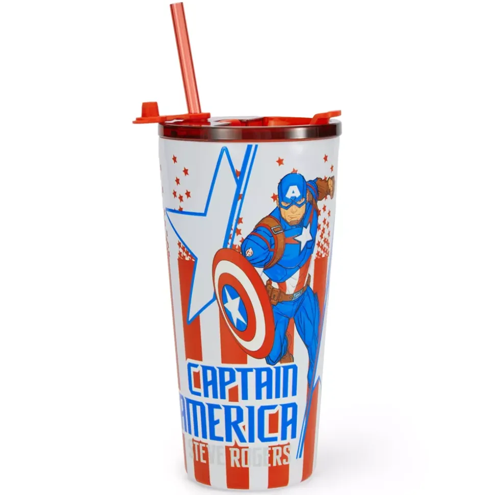 Gobelet Captain America en acier inoxydable avec paille