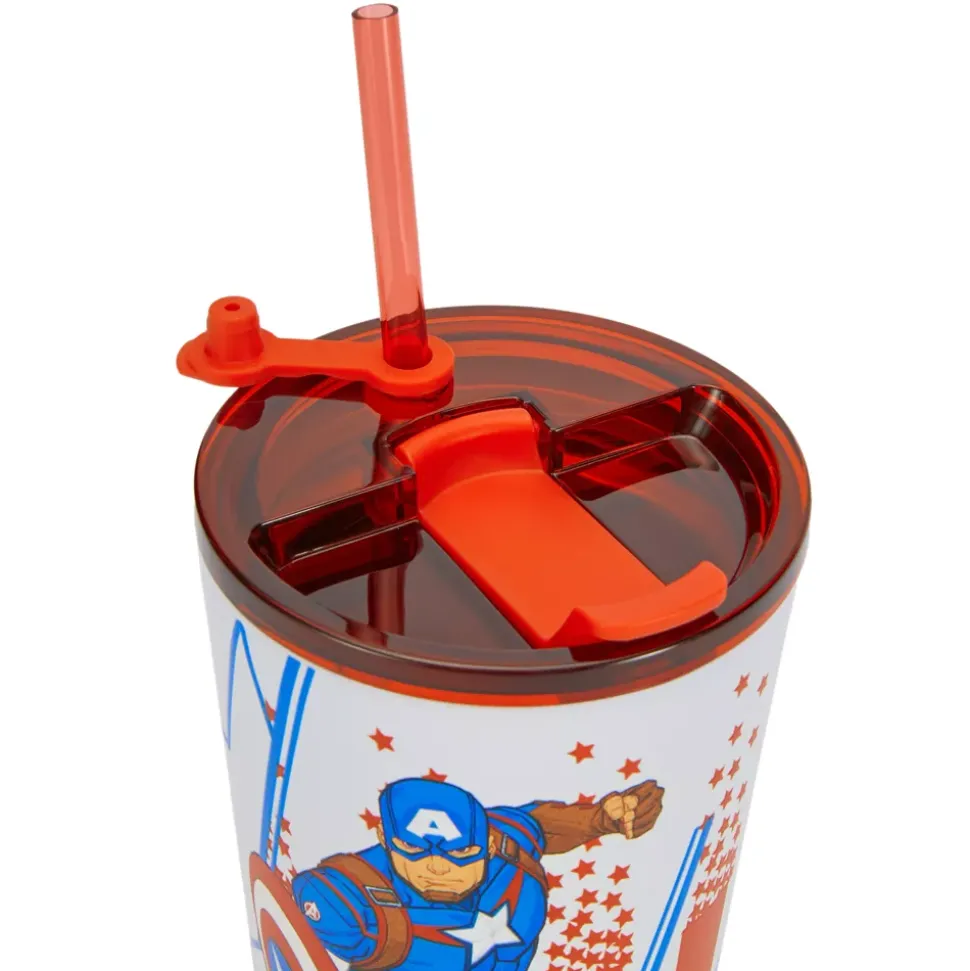 Gobelet Captain America en acier inoxydable avec paille