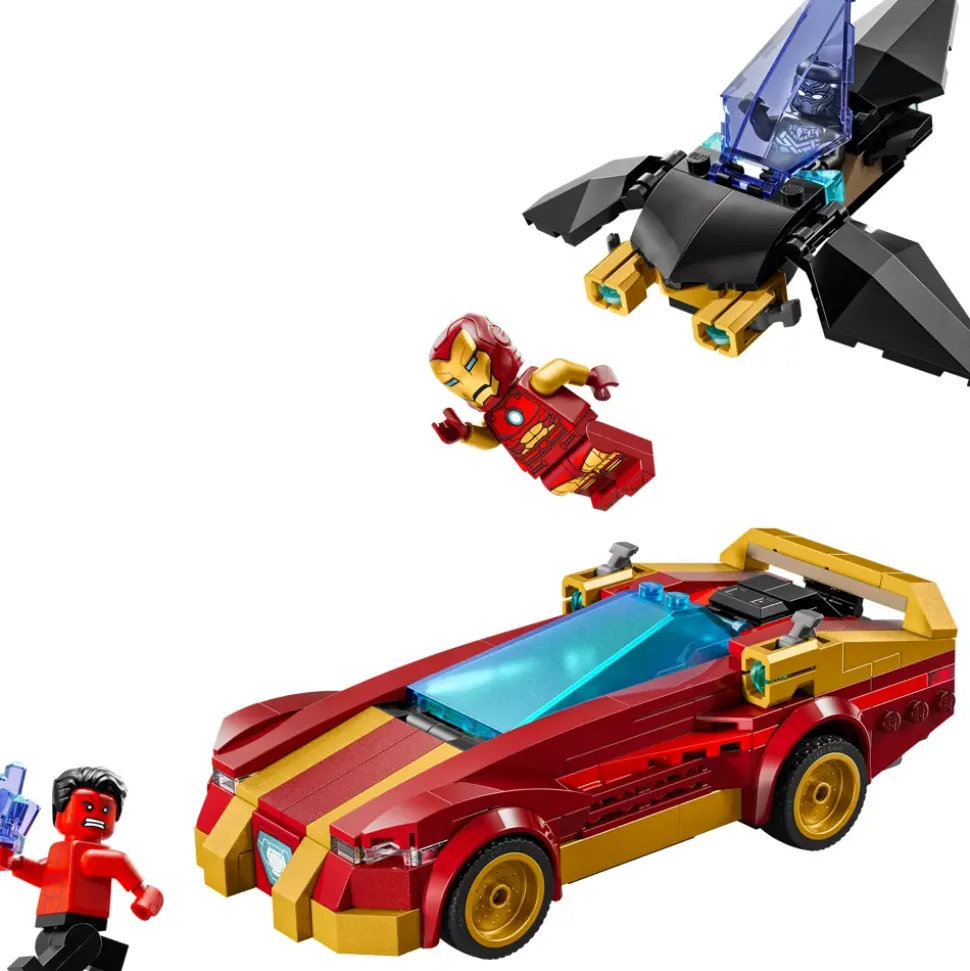 LEGO Marvel La voiture d’Iron Man et Black Panther contre Hulk rouge 76310