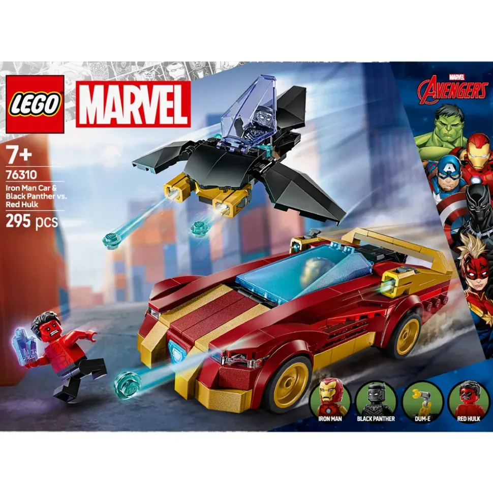 LEGO Marvel La voiture d’Iron Man et Black Panther contre Hulk rouge 76310
