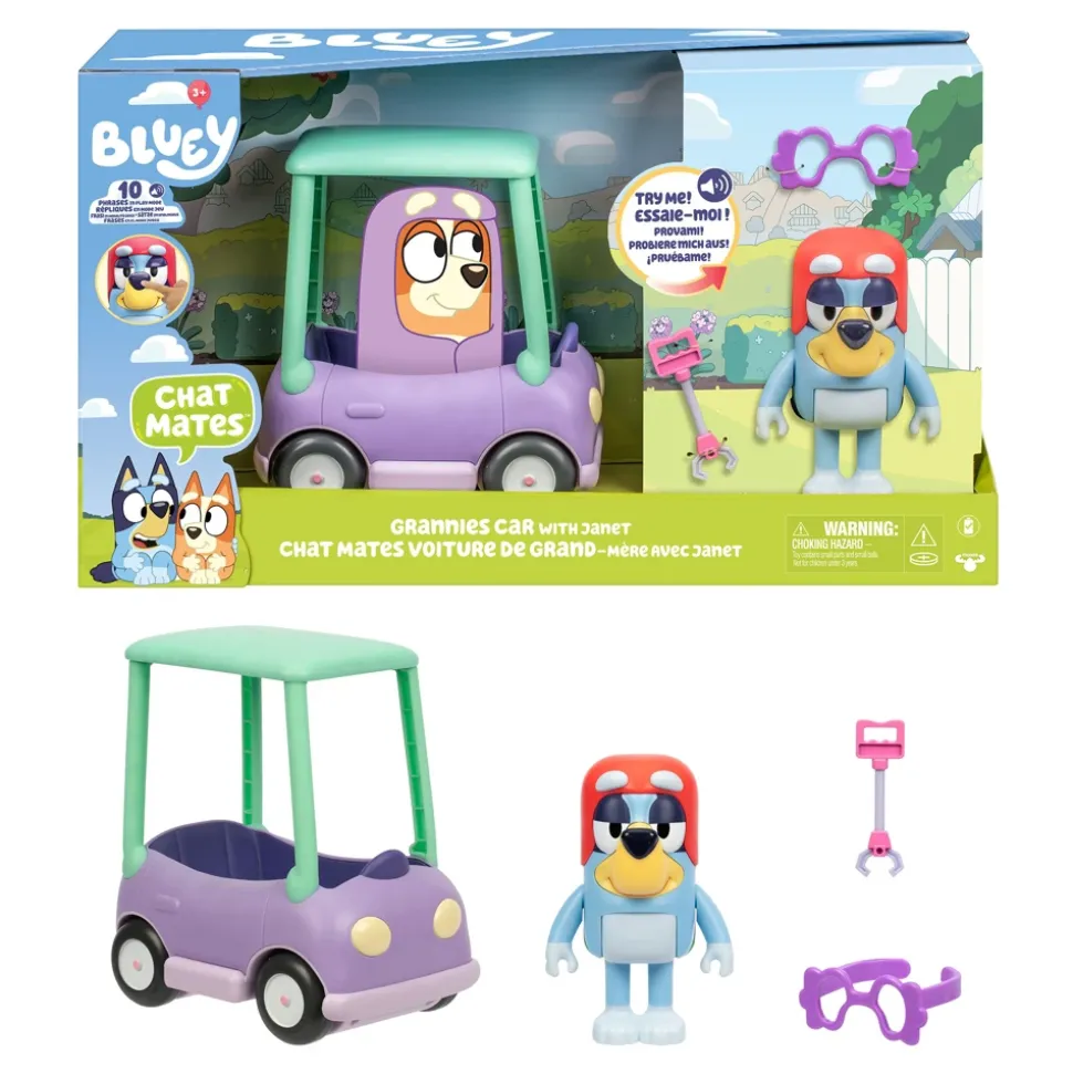Moose Toys Coffret Janet et voiture de mamie interactive, Bluey