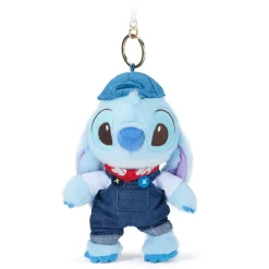 Porte-clés petite peluche Stitch en denim, Lilo & Stitch, 18 cm