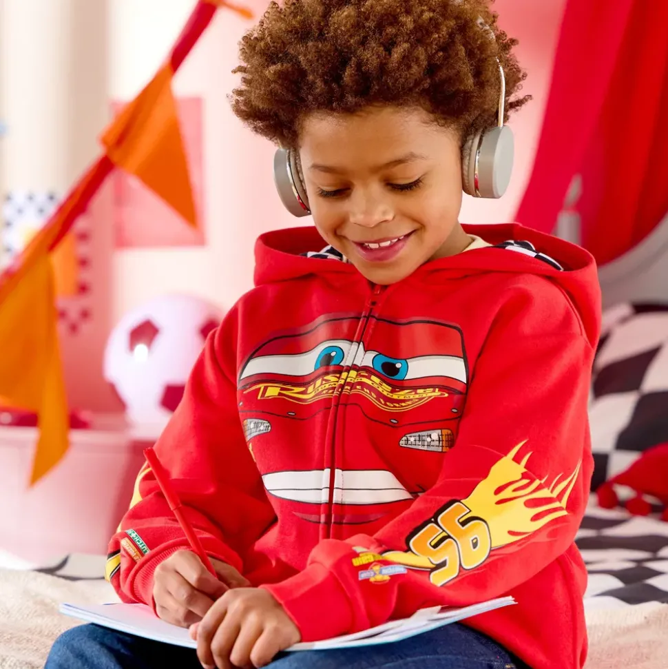 Sweat Flash McQueen à capuche avec fermeture zippée pour enfants, Disney Pixar Cars