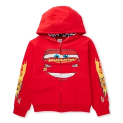 Sweat Flash McQueen à capuche avec fermeture zippée pour enfants, Disney Pixar Cars