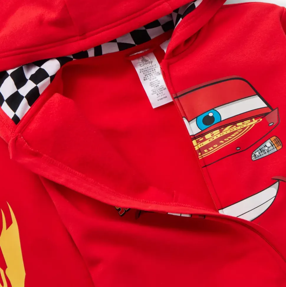 Sweat Flash McQueen à capuche avec fermeture zippée pour enfants, Disney Pixar Cars
