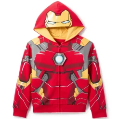 Sweat-shirt Iron Man à capuche et zip à l'avant pour enfants