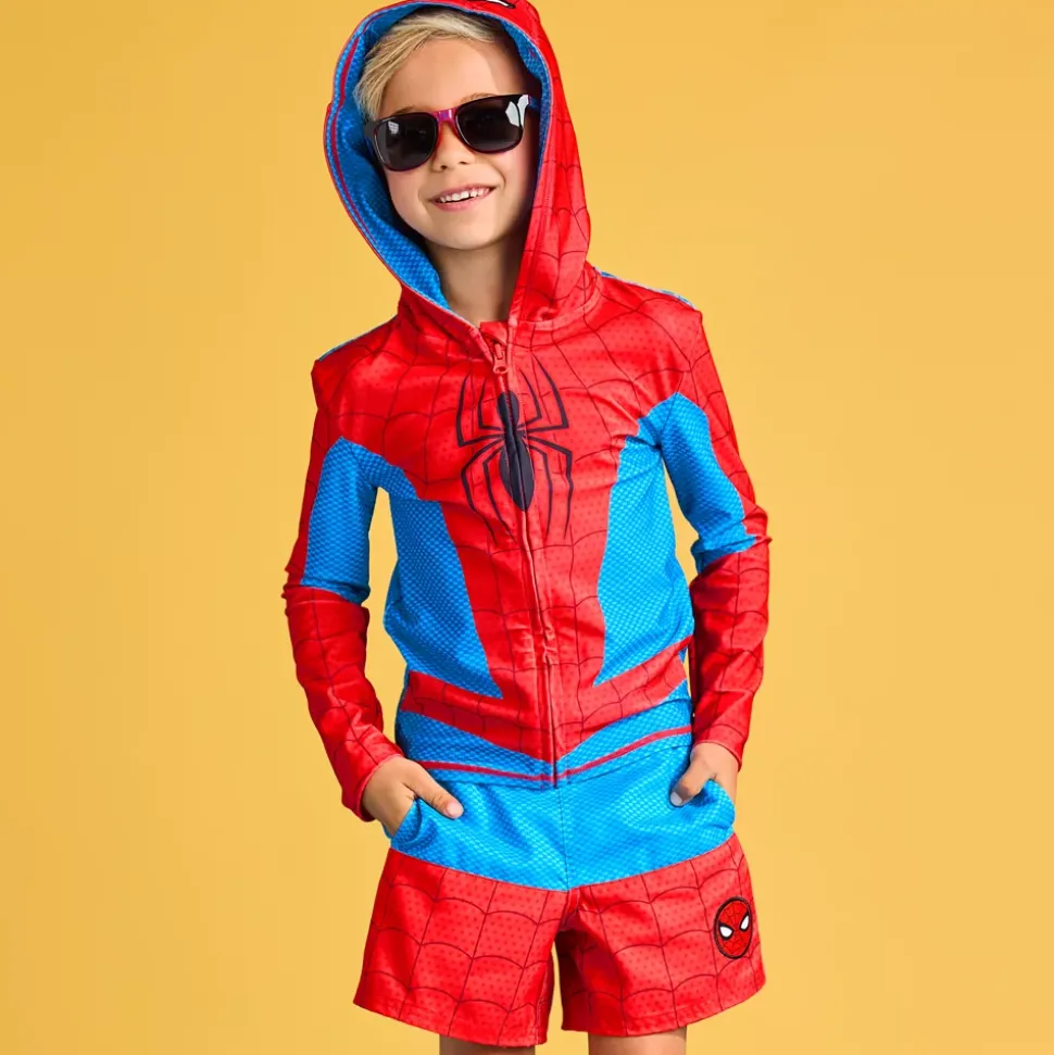 T-shirt Spider-Man à capuche avec protection solaire pour enfants