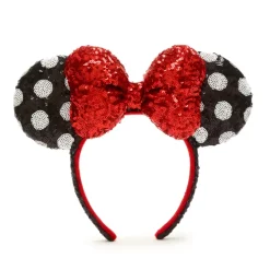 Walt Disney World Serre-tête à oreilles de Minnie avec sequins rouges, noirs et blancs pour adultes